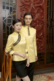 工服定制 高端酒店工服男女士 黃色長(zhǎng)袖酒店工服